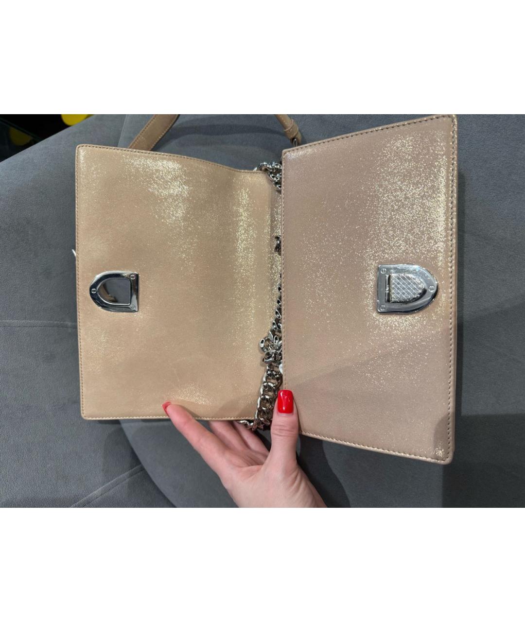 CHRISTIAN DIOR Бежевая кожаная сумка через плечо, фото 7