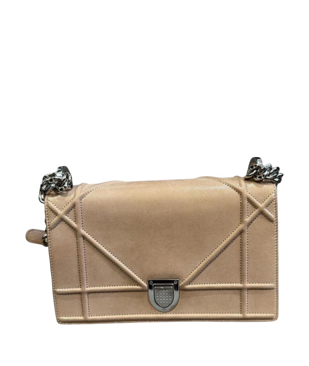 CHRISTIAN DIOR Бежевая кожаная сумка через плечо, фото 1