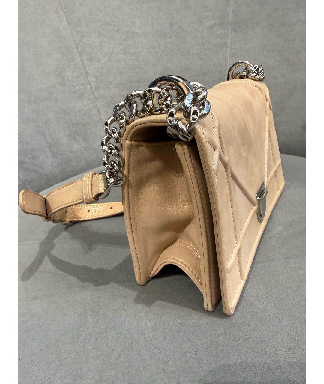 CHRISTIAN DIOR Бежевая кожаная сумка через плечо, фото 3