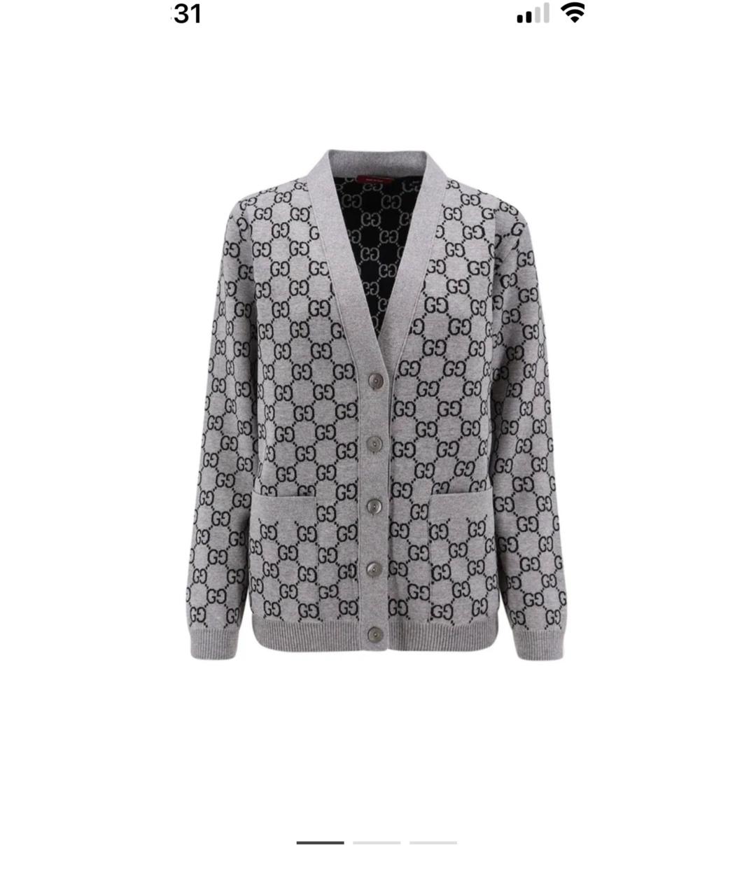 GUCCI Серый шерстяной кардиган, фото 3