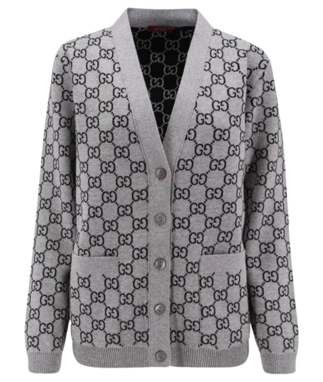 GUCCI Серый шерстяной кардиган, фото 1