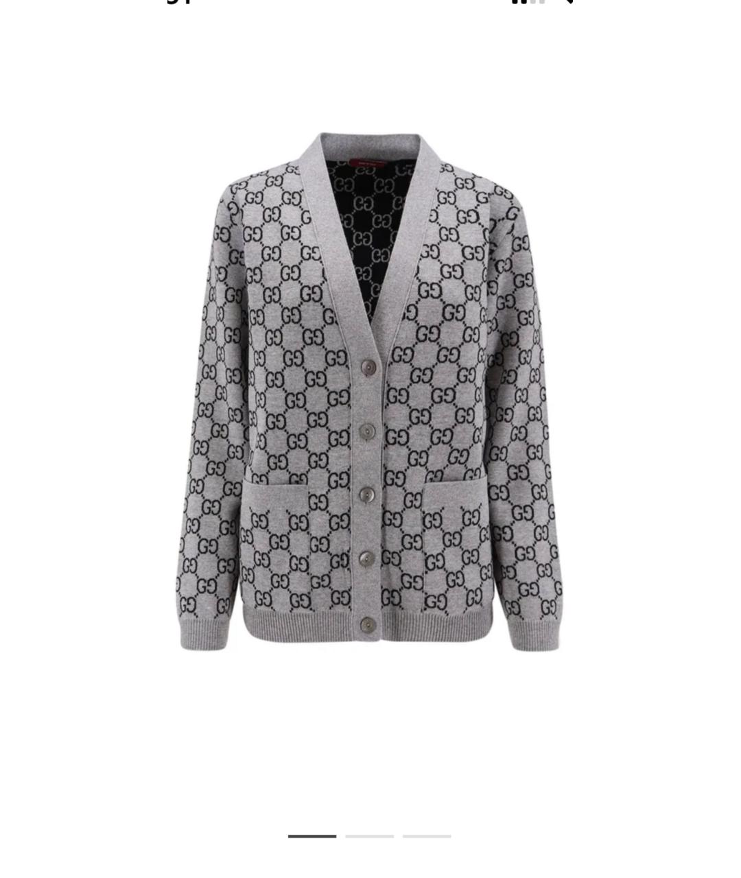 GUCCI Серый шерстяной кардиган, фото 8