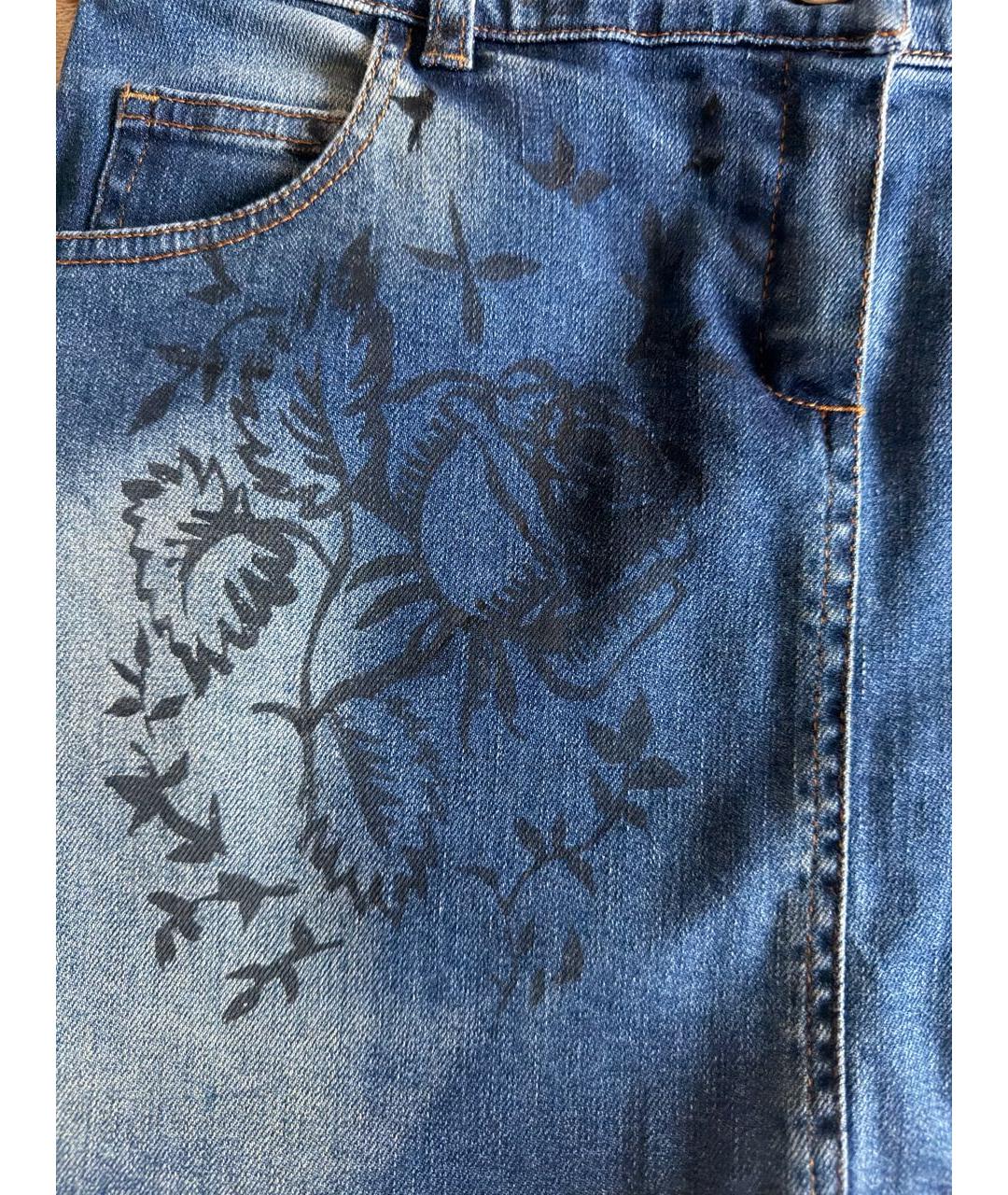 MISS BLUMARINE Синяя деним юбка, фото 4