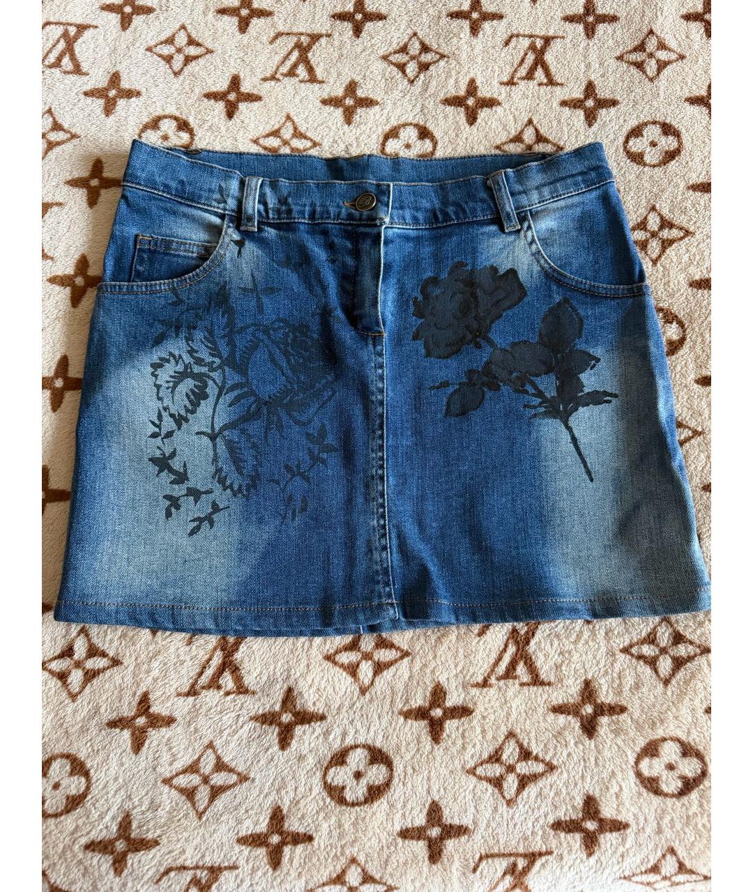 MISS BLUMARINE Синяя деним юбка, фото 8