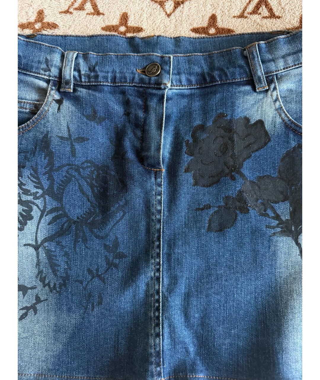 MISS BLUMARINE Синяя деним юбка, фото 7