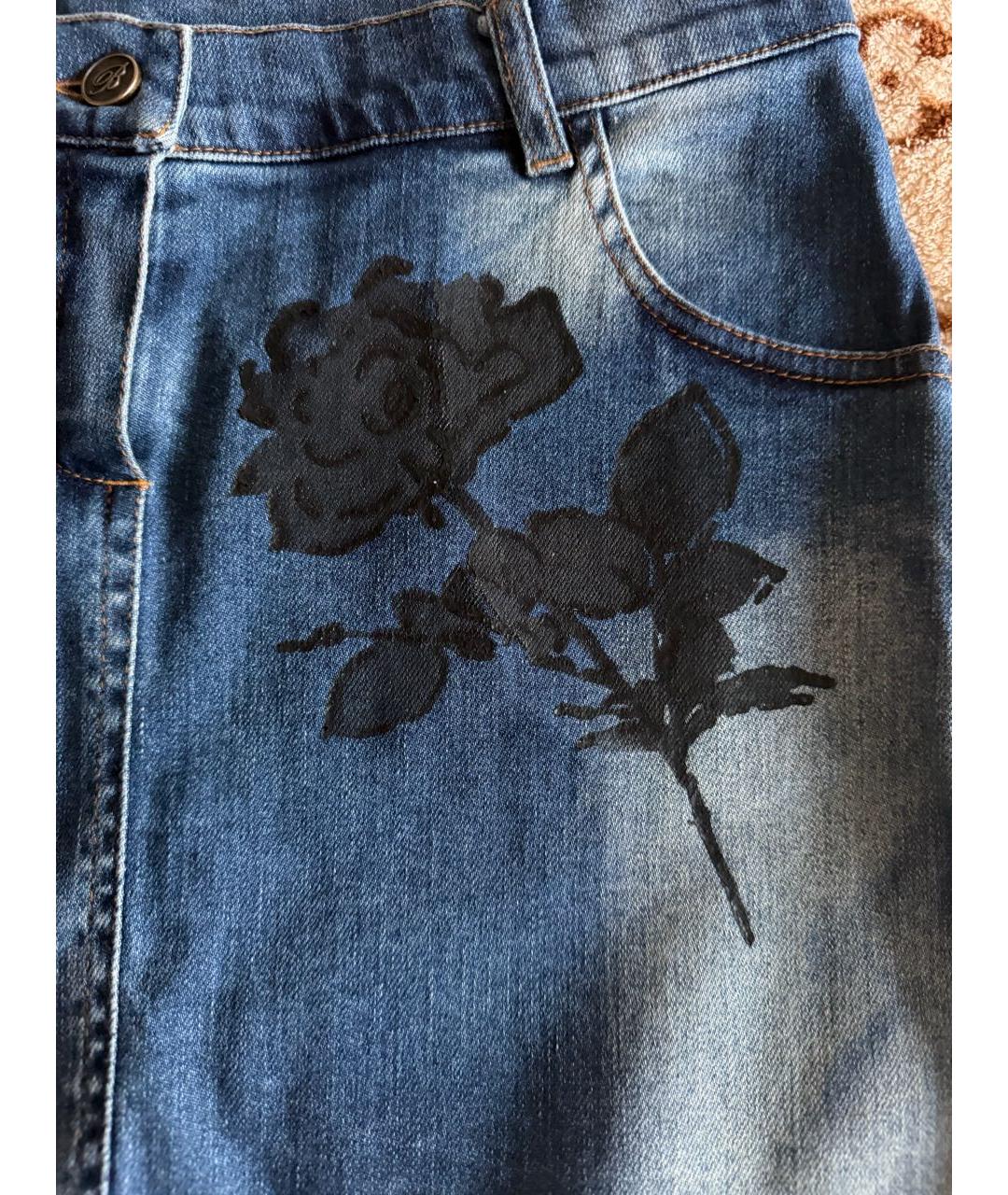 MISS BLUMARINE Синяя деним юбка, фото 5