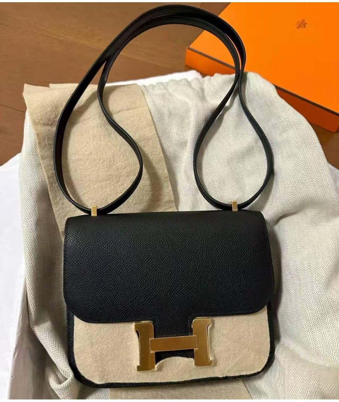 HERMES Черная кожаная сумка через плечо, фото 2