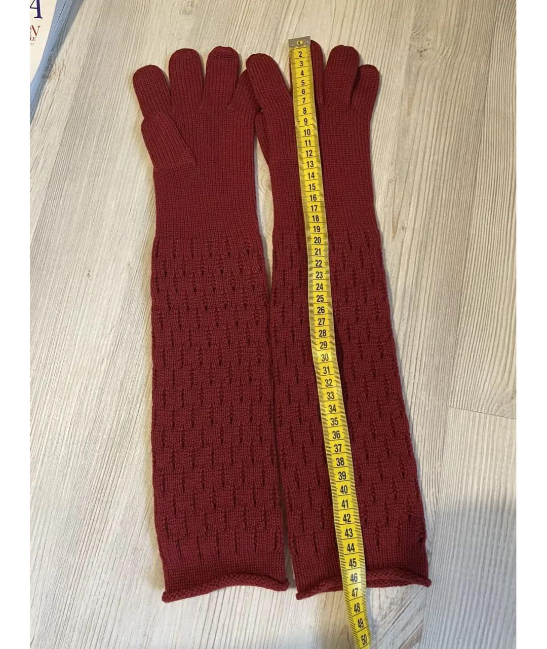 LORO PIANA Бордовые кашемировые перчатки, фото 2