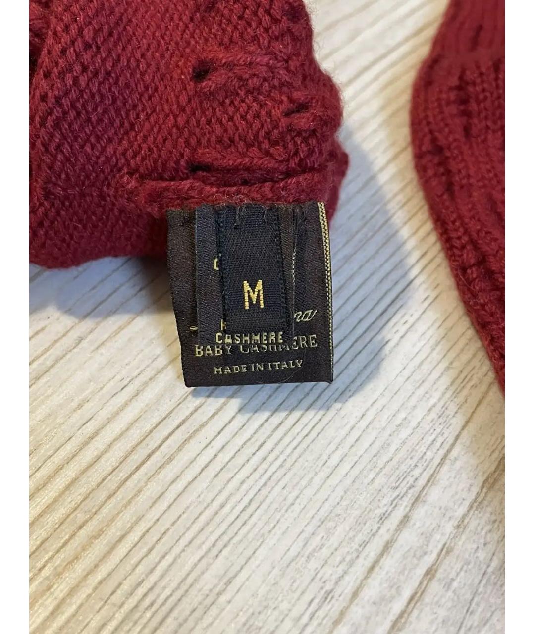 LORO PIANA Бордовые кашемировые перчатки, фото 7