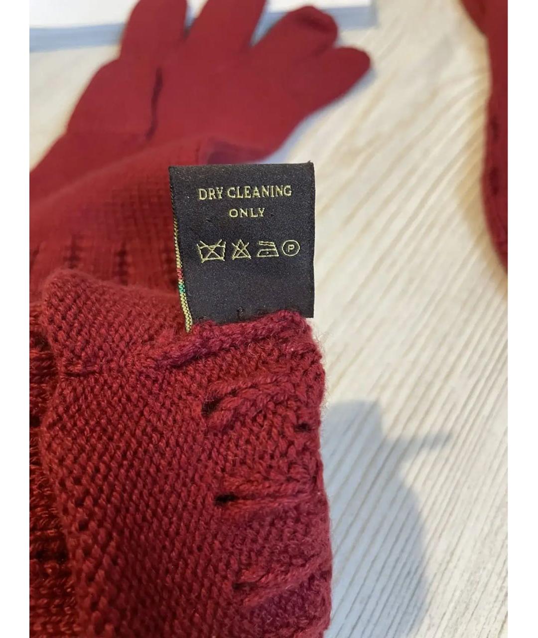 LORO PIANA Бордовые кашемировые перчатки, фото 6
