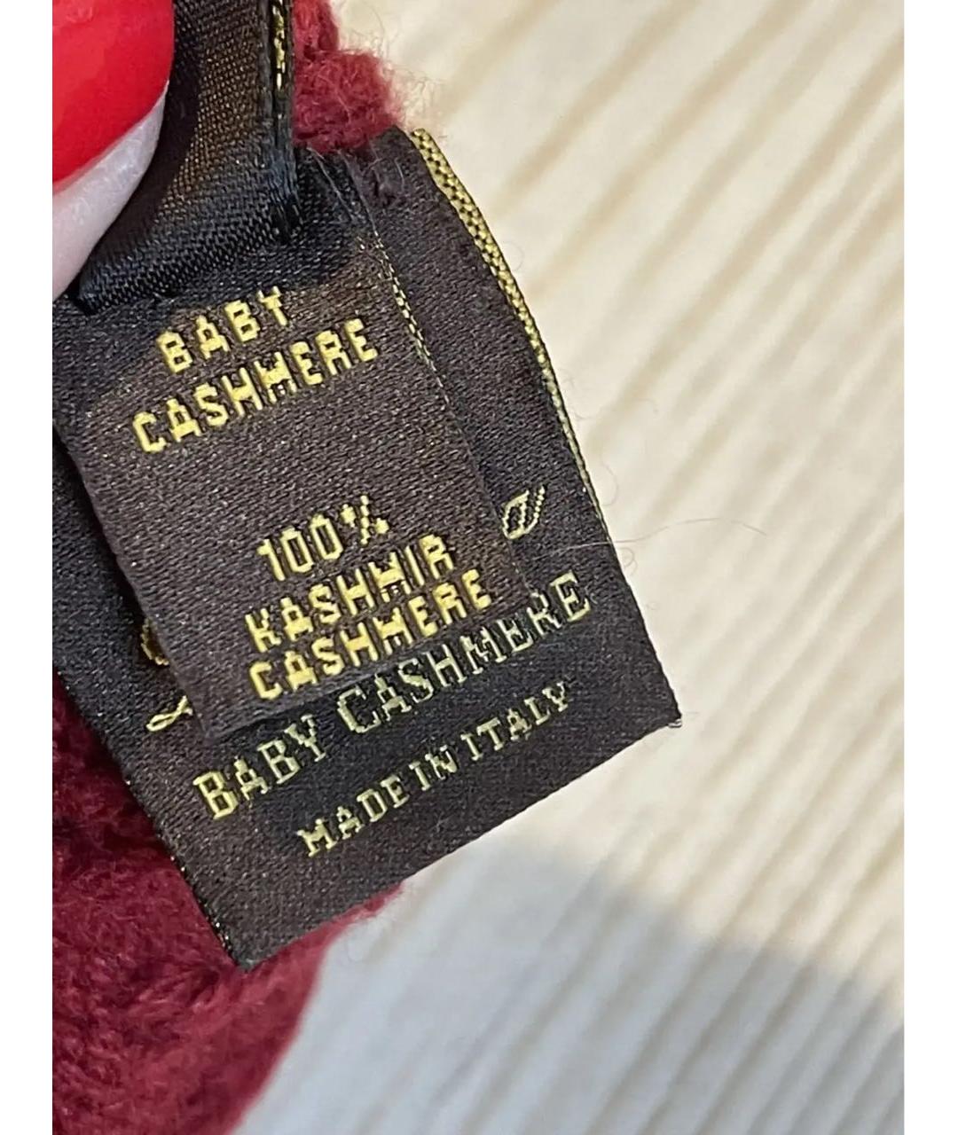 LORO PIANA Бордовые кашемировые перчатки, фото 5