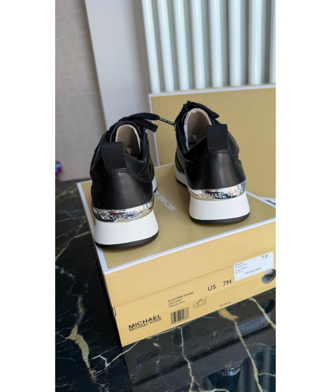 MICHAEL KORS Черные кожаные кроссовки, фото 5