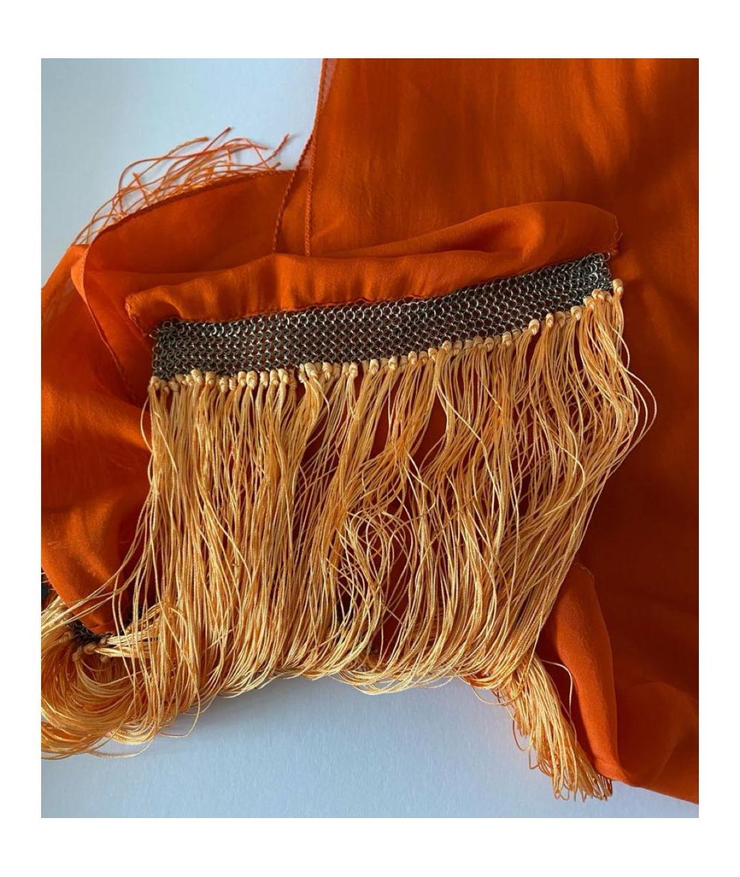 GUCCI Оранжевый шелковый шарф, фото 3