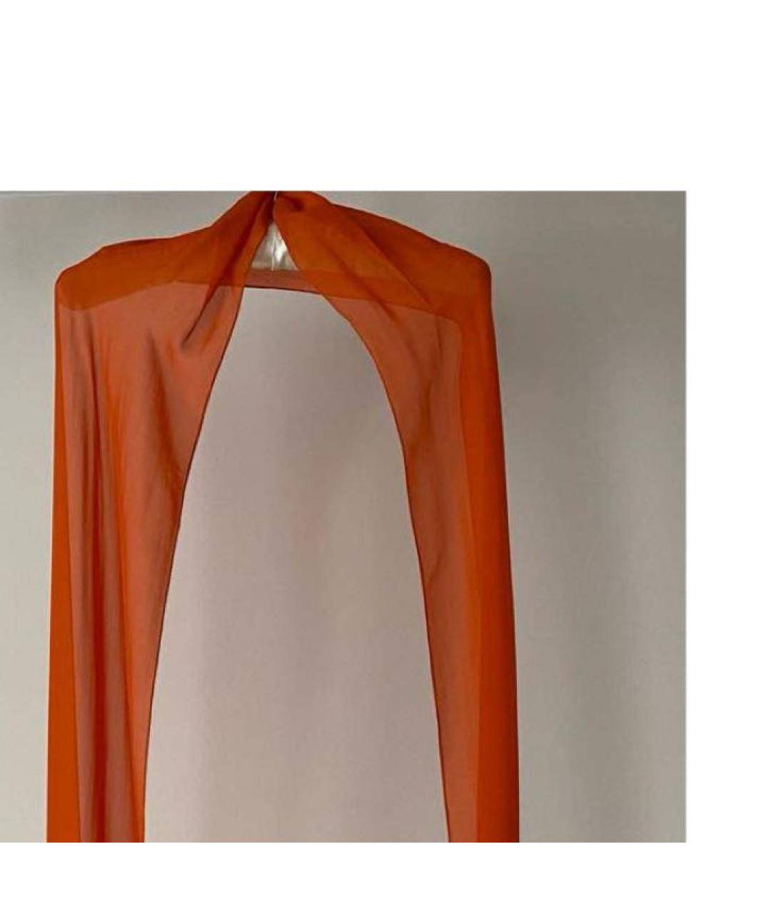 GUCCI Оранжевый шелковый шарф, фото 5