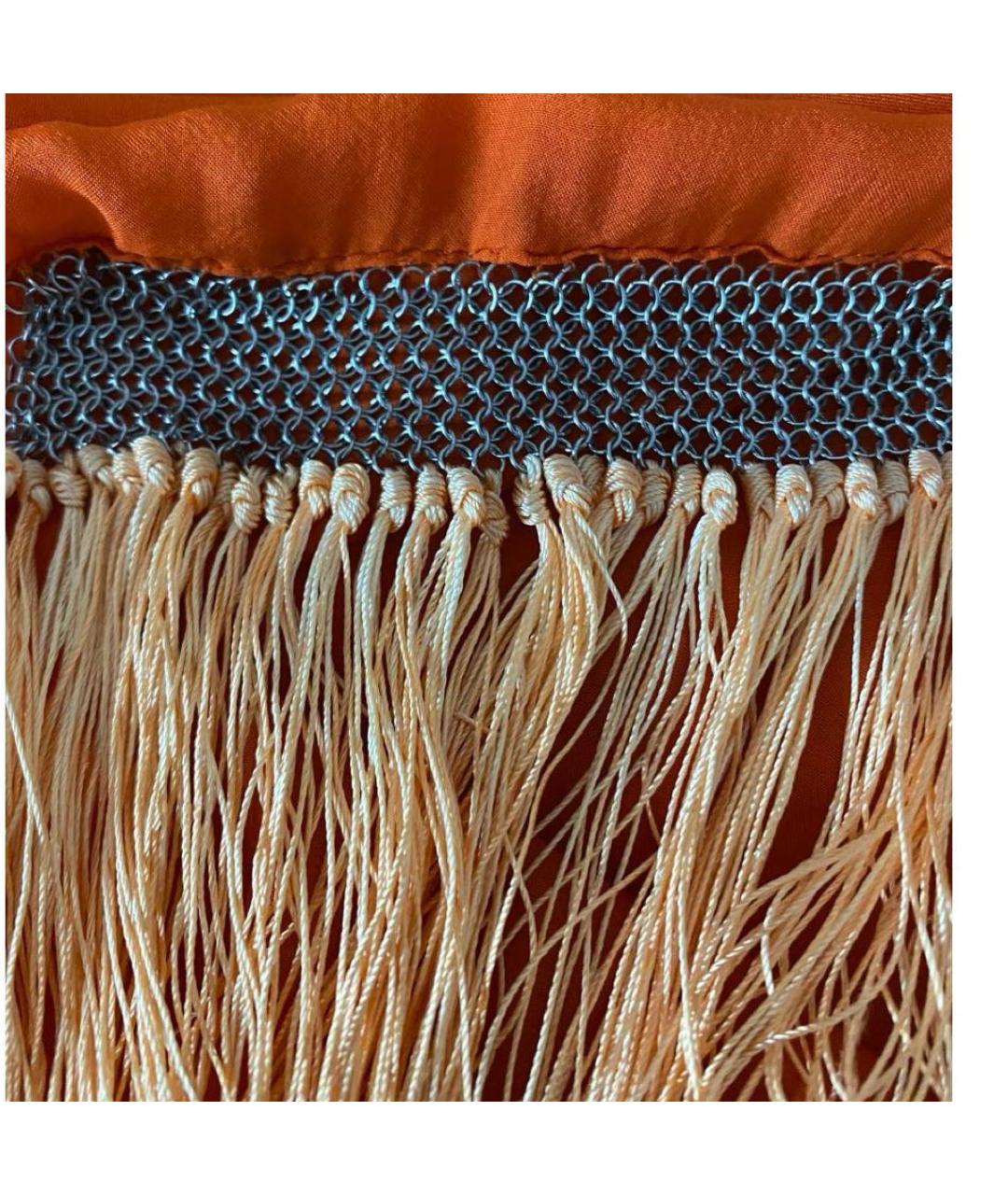 GUCCI Оранжевый шелковый шарф, фото 4