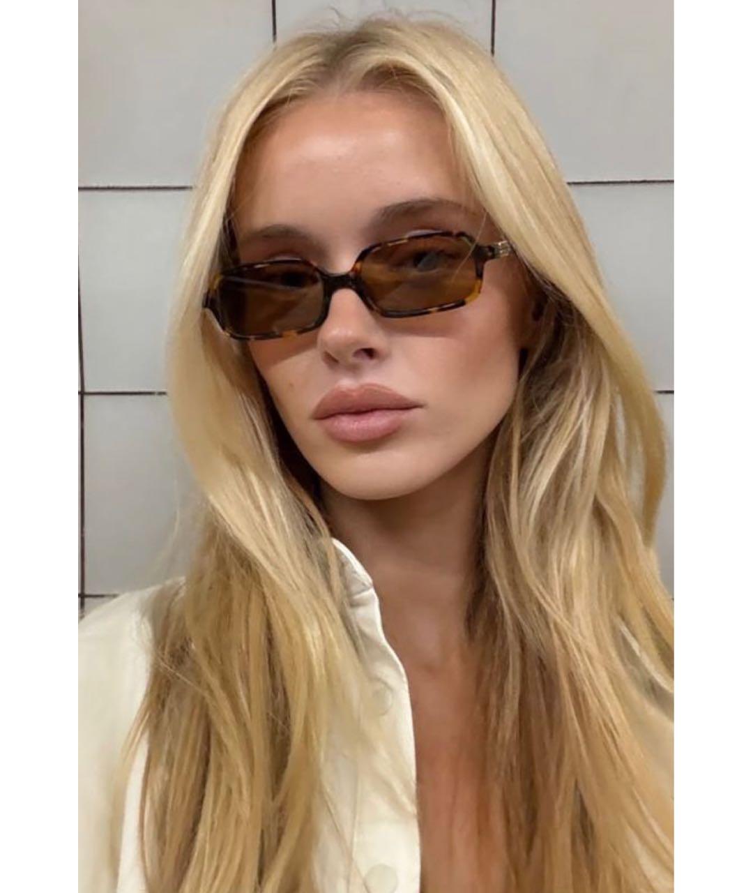 MIU MIU Коричневые пластиковые солнцезащитные очки, фото 4