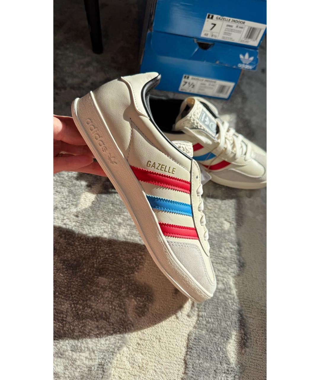 ADIDAS Бежевые кожаные кеды, фото 3