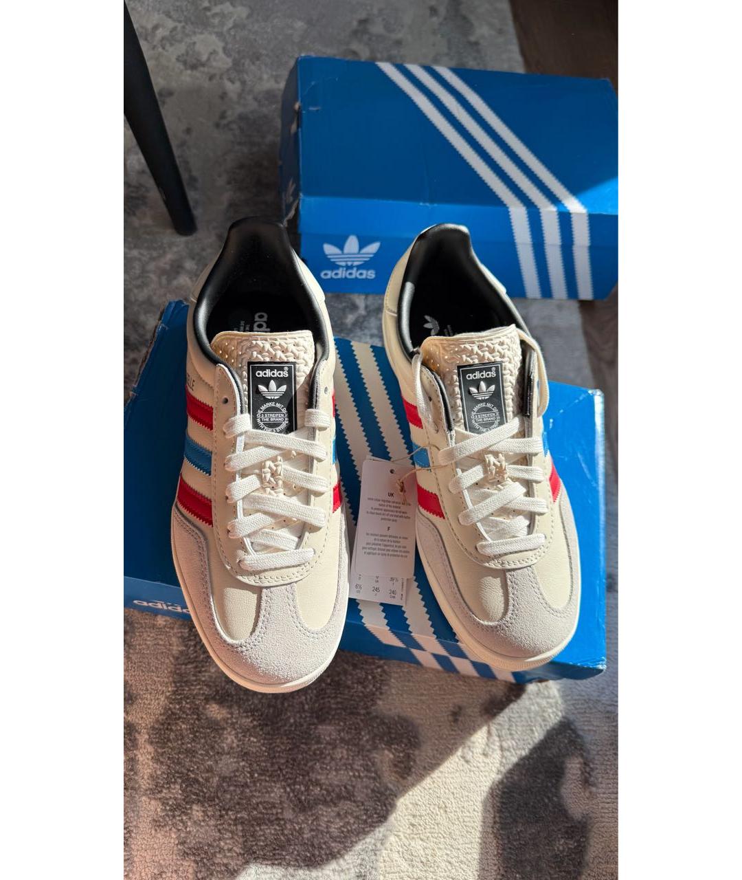 ADIDAS Бежевые кожаные кеды, фото 2