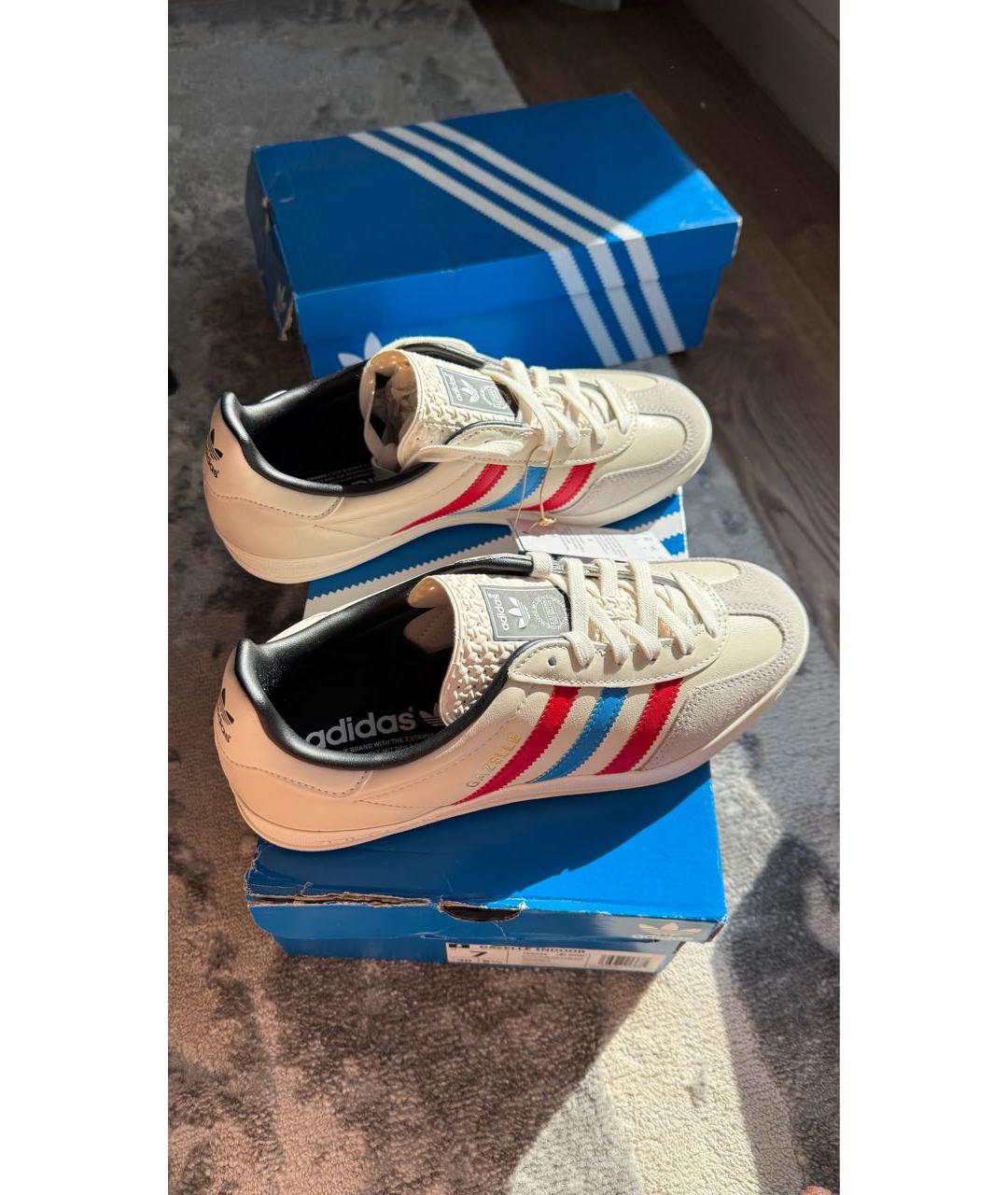 ADIDAS Бежевые кожаные кеды, фото 4