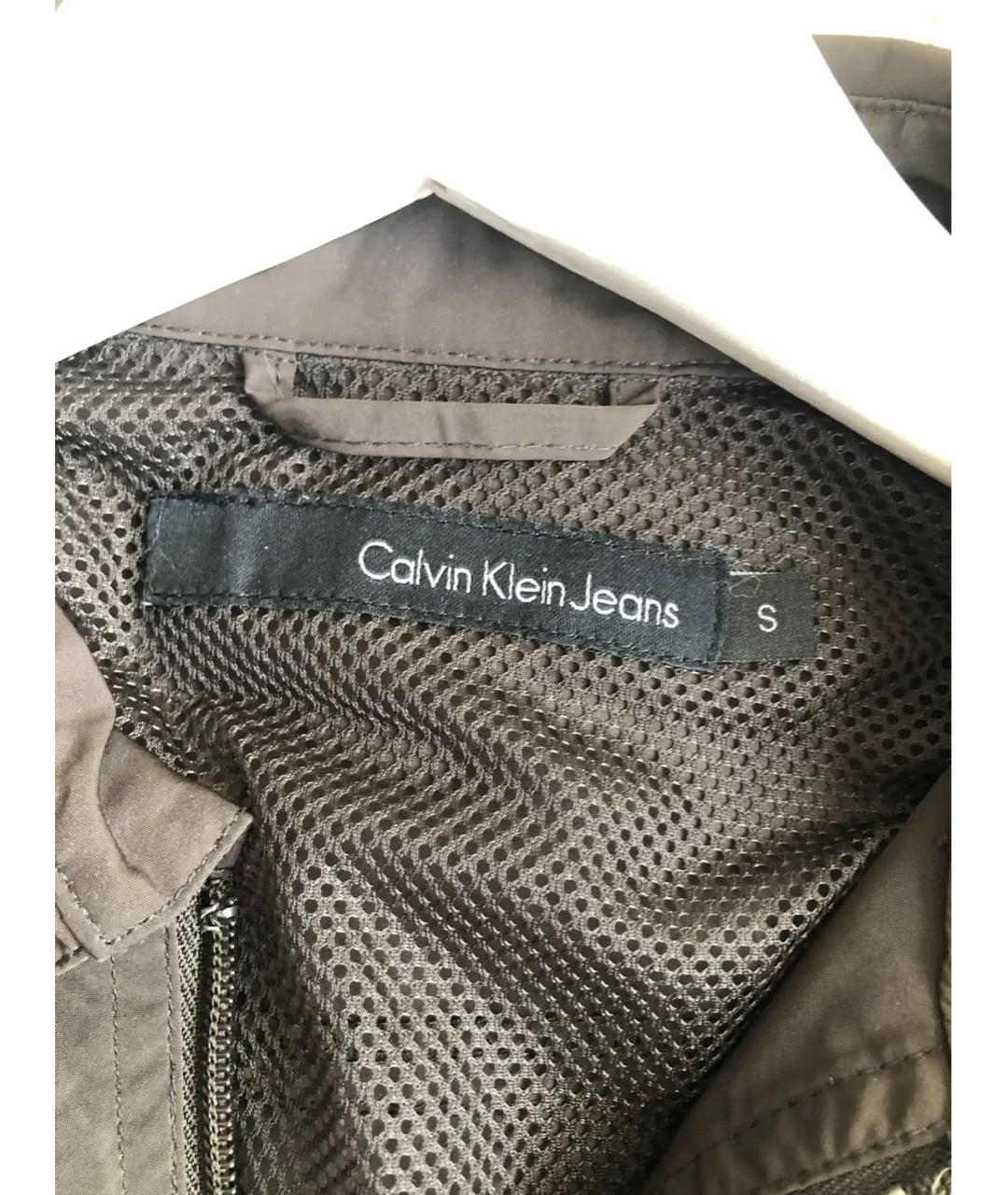 CALVIN KLEIN Коричневая полиэстеровая куртка, фото 6