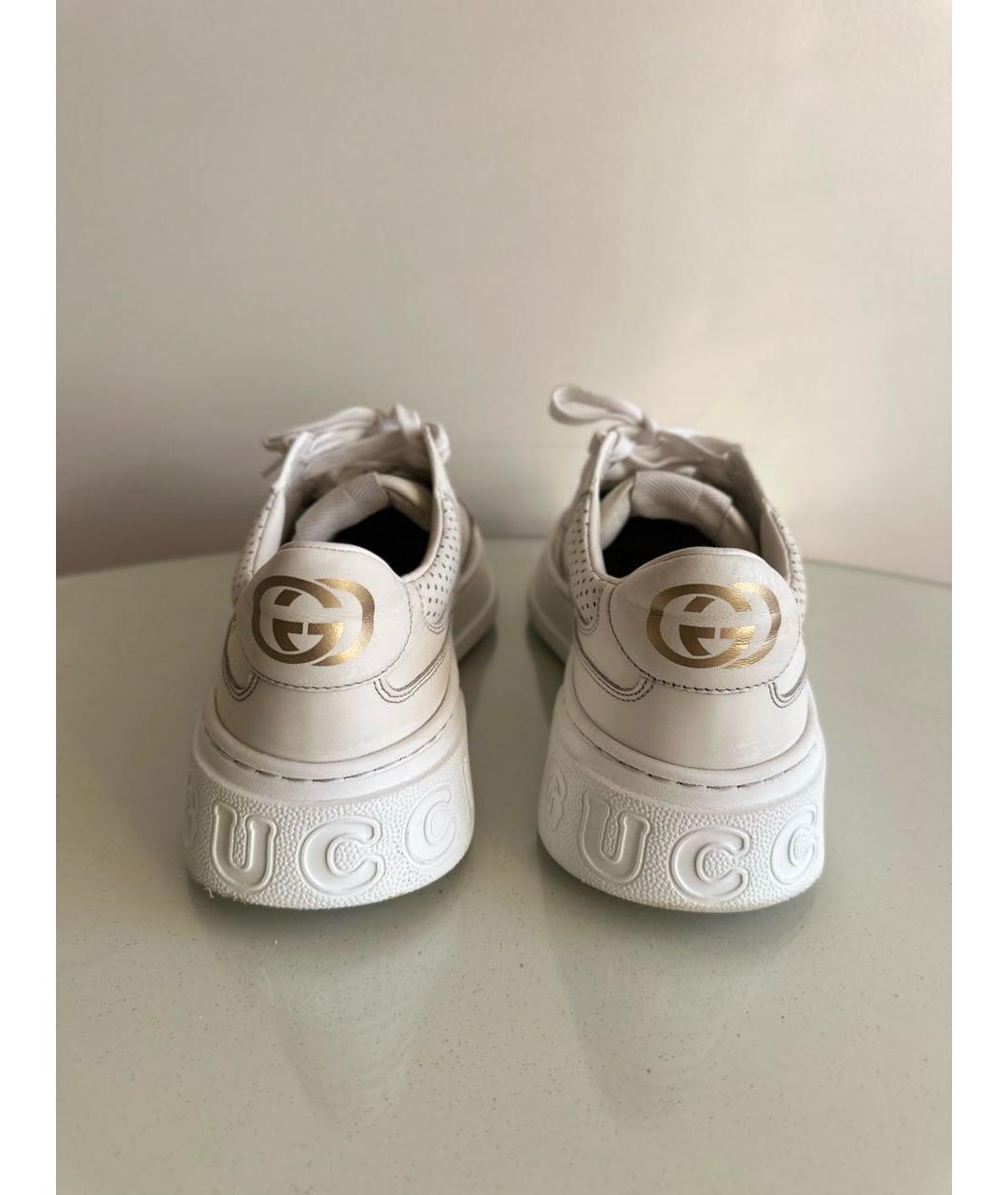 GUCCI Белые кожаные кеды, фото 3