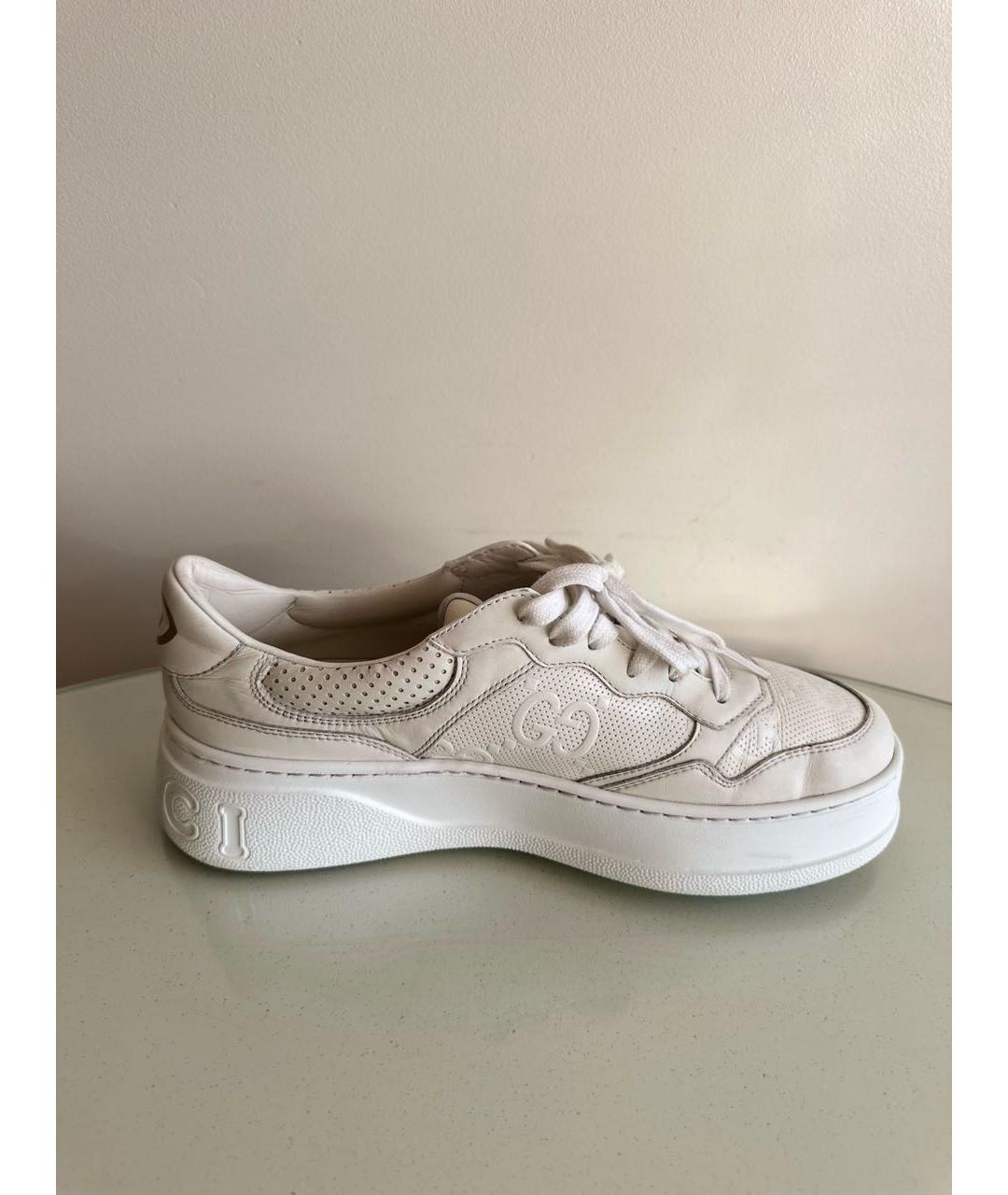 GUCCI Белые кожаные кеды, фото 4
