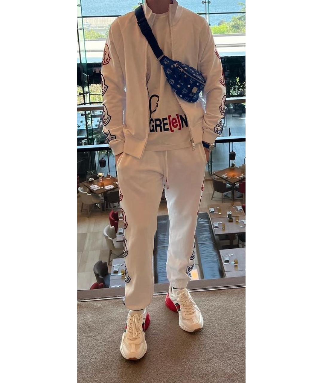 MONCLER Белый хлопковый спортивный костюм, фото 7