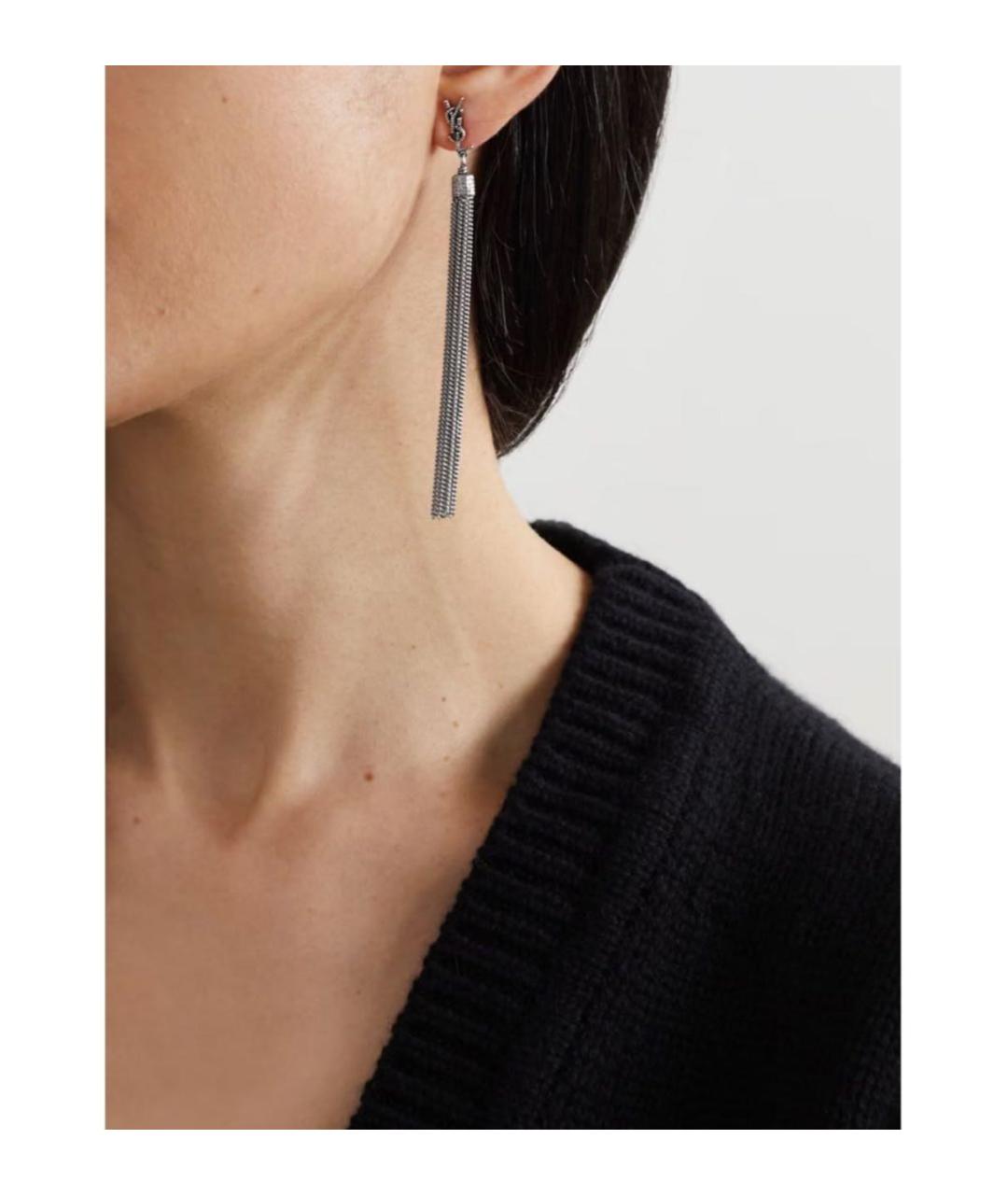 SAINT LAURENT Серебряные металлические серьги, фото 5