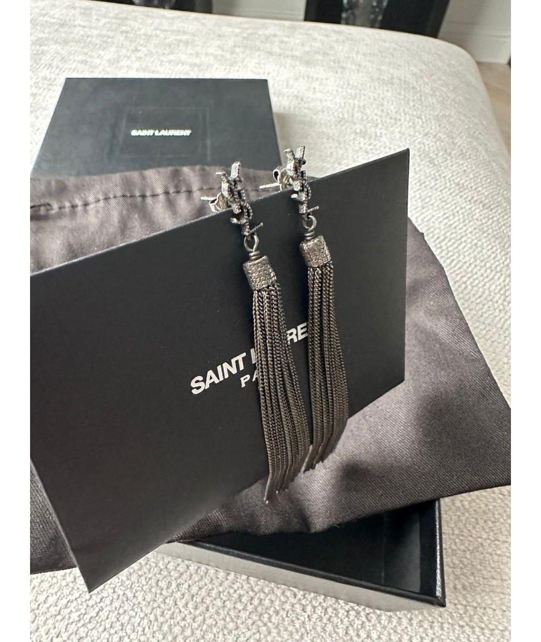 SAINT LAURENT Серебряные металлические серьги, фото 4