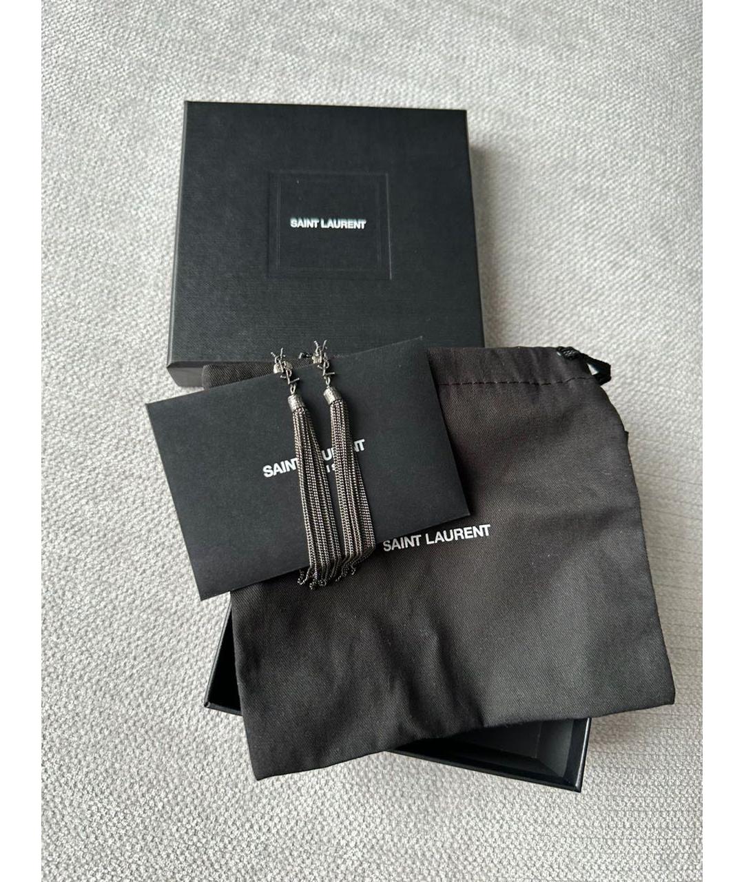 SAINT LAURENT Серебряные металлические серьги, фото 3