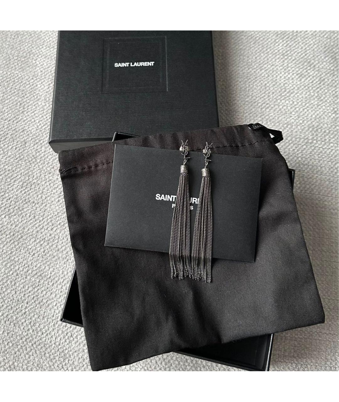 SAINT LAURENT Серебряные металлические серьги, фото 6