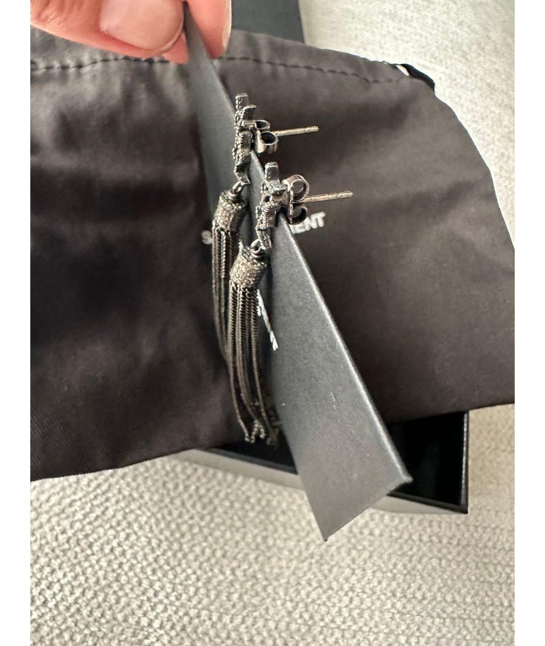 SAINT LAURENT Серебряные металлические серьги, фото 2