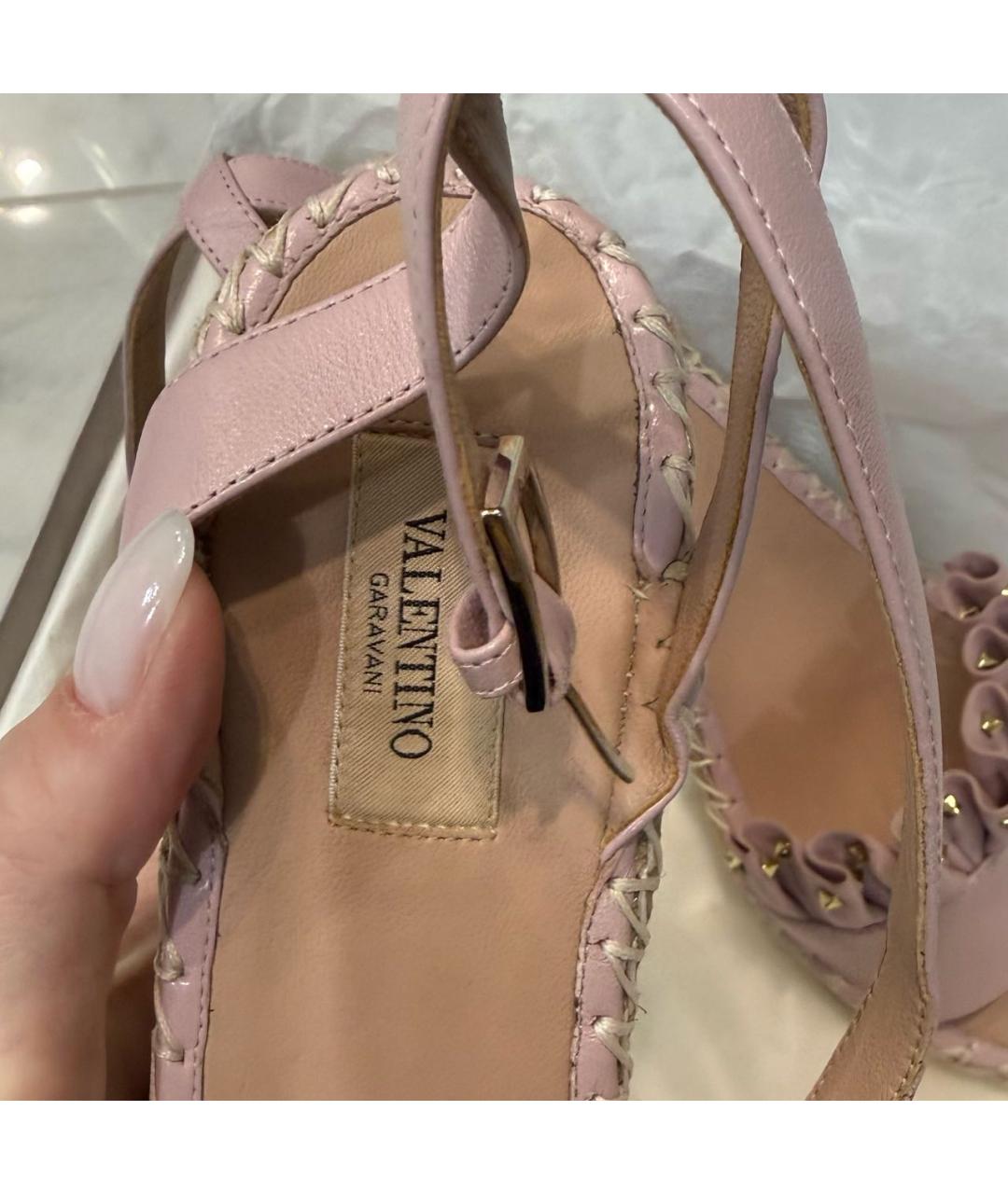 VALENTINO Розовые кожаные эспадрильи, фото 5