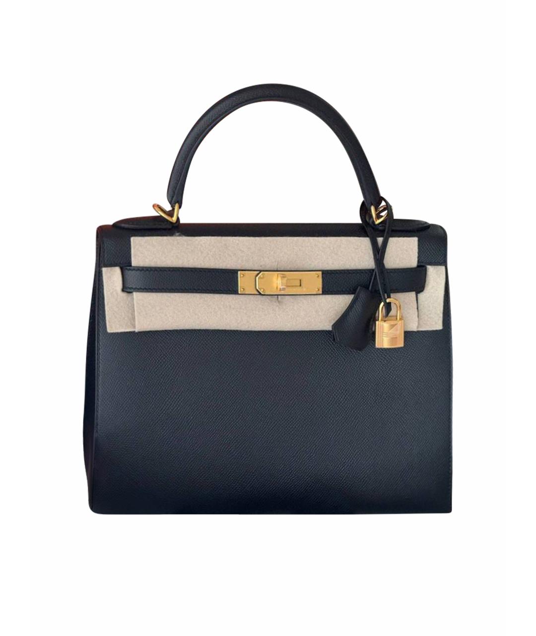 HERMES Черная кожаная сумка с короткими ручками, фото 2