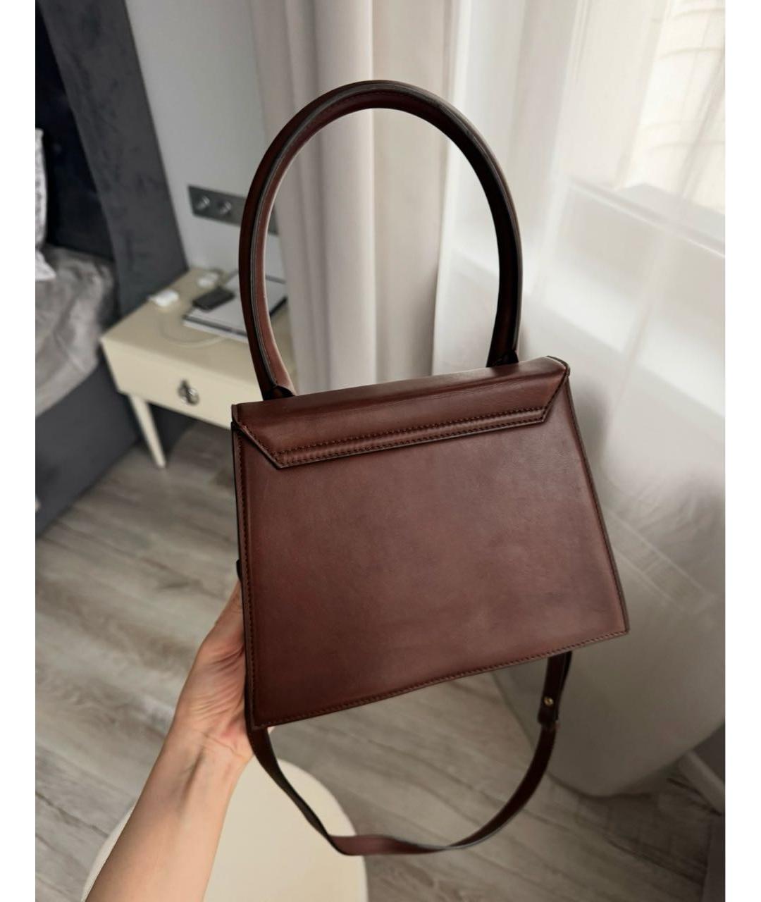 JACQUEMUS Коричневая кожаная сумка с короткими ручками, фото 4