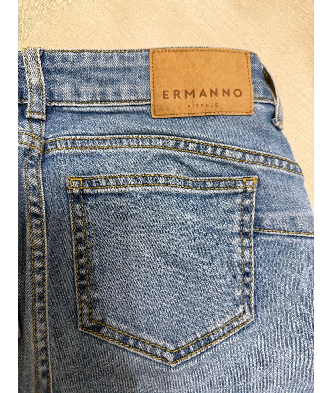 ERMANNO SCERVINO Синие хлопко-эластановые прямые джинсы, фото 5