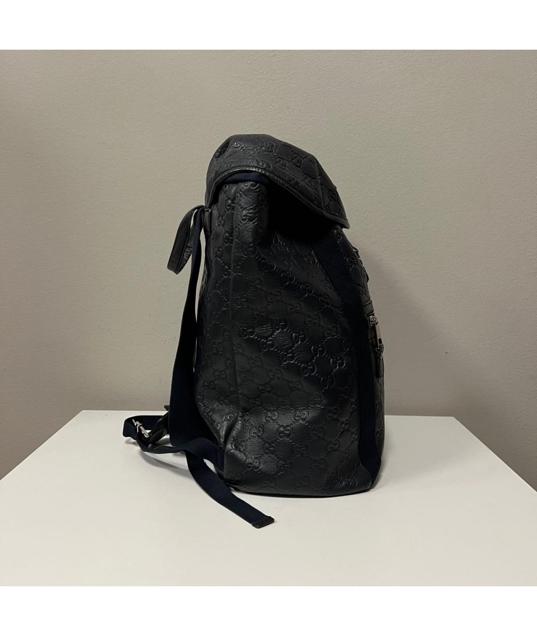 GUCCI Темно-синий кожаный рюкзак, фото 6