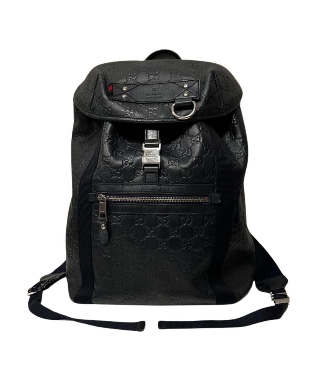 GUCCI Темно-синий кожаный рюкзак, фото 1