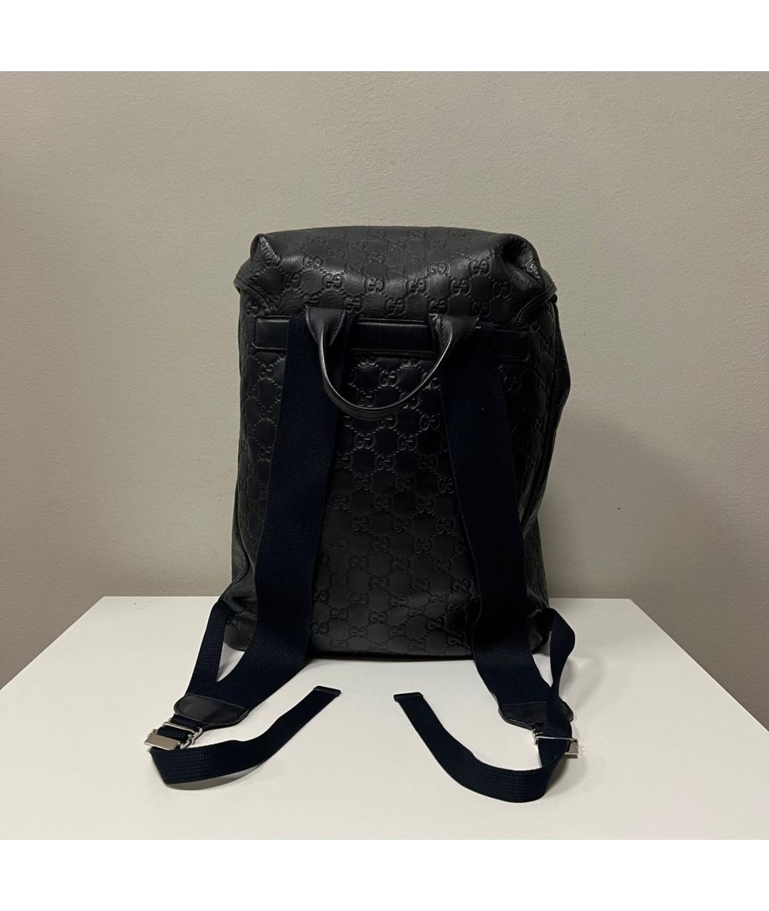 GUCCI Темно-синий кожаный рюкзак, фото 2