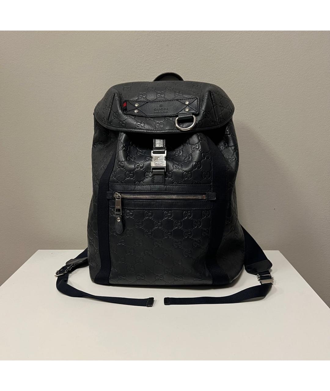 GUCCI Темно-синий кожаный рюкзак, фото 9