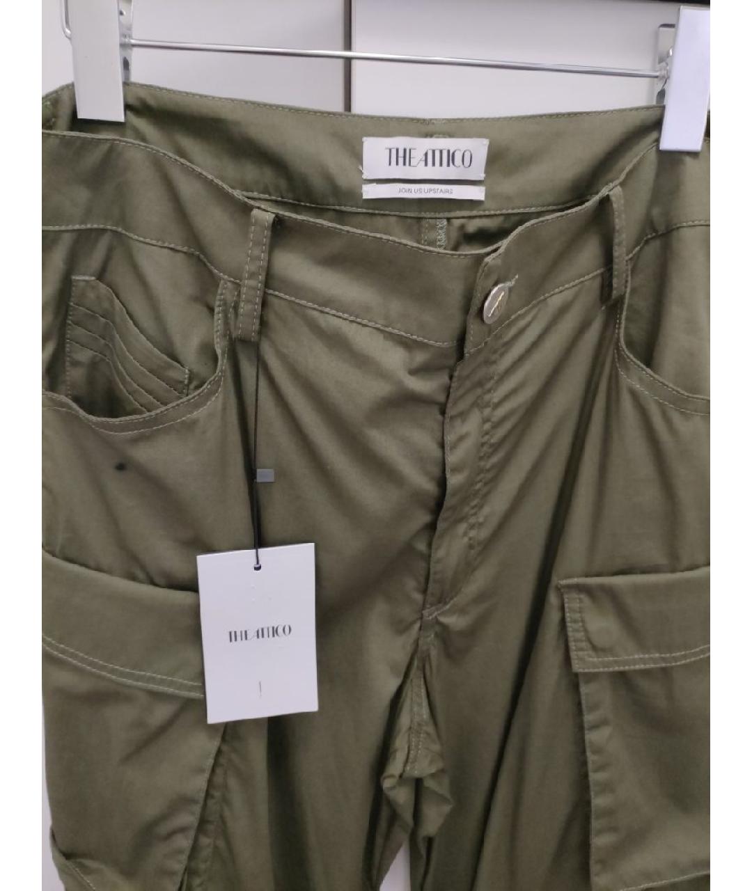 THE ATTICO Зеленые хлопковые брюки широкие, фото 3