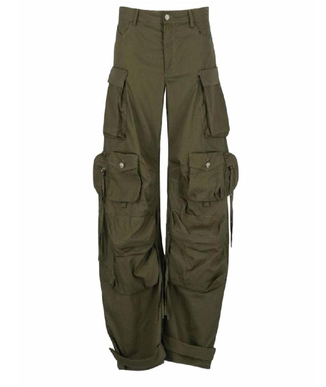 THE ATTICO Зеленые хлопковые брюки широкие, фото 1