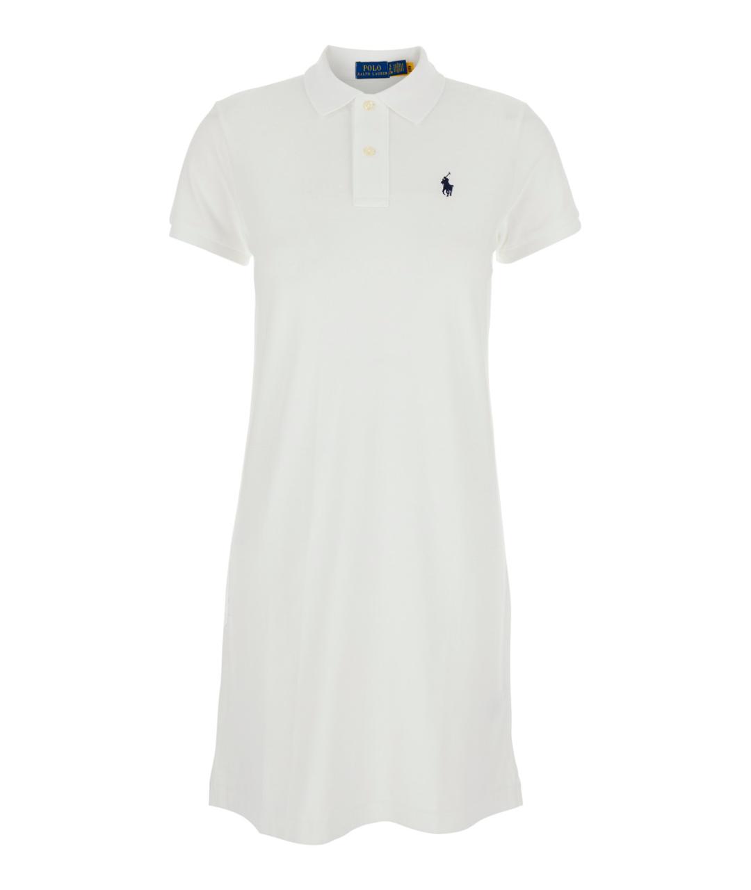 POLO RALPH LAUREN Белое хлопковое повседневное платье, фото 1