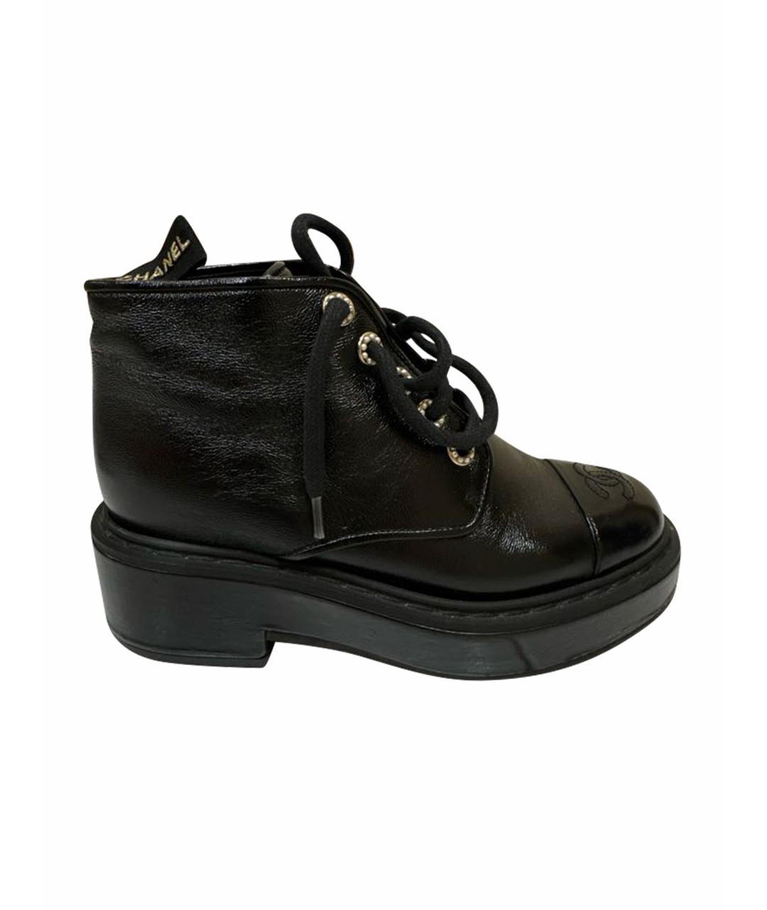 CHANEL Черные кожаные ботинки, фото 1
