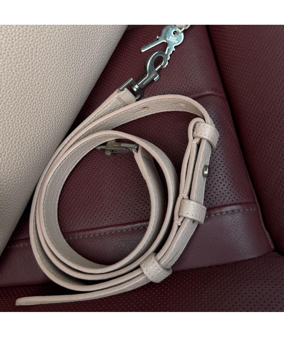 SAINT LAURENT Розовая кожаная сумка с короткими ручками, фото 6