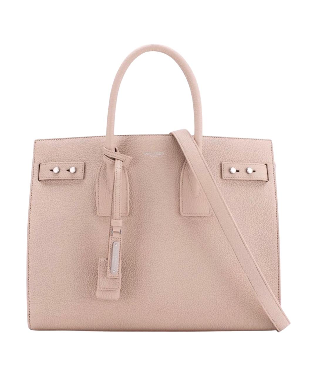 SAINT LAURENT Розовая кожаная сумка с короткими ручками, фото 1