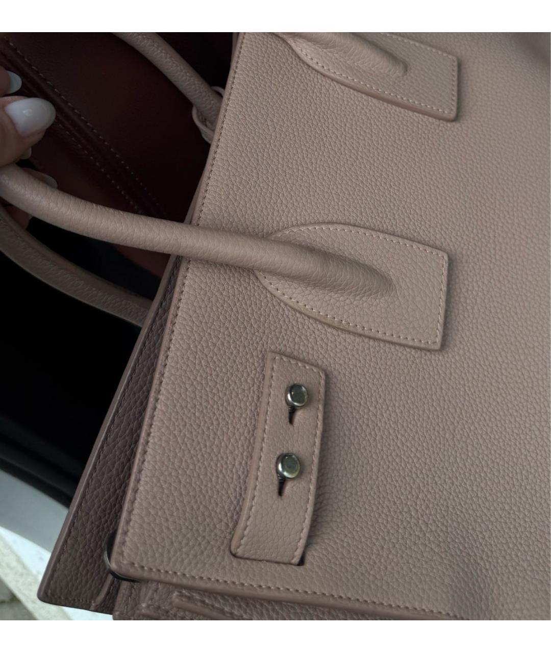 SAINT LAURENT Розовая кожаная сумка с короткими ручками, фото 4