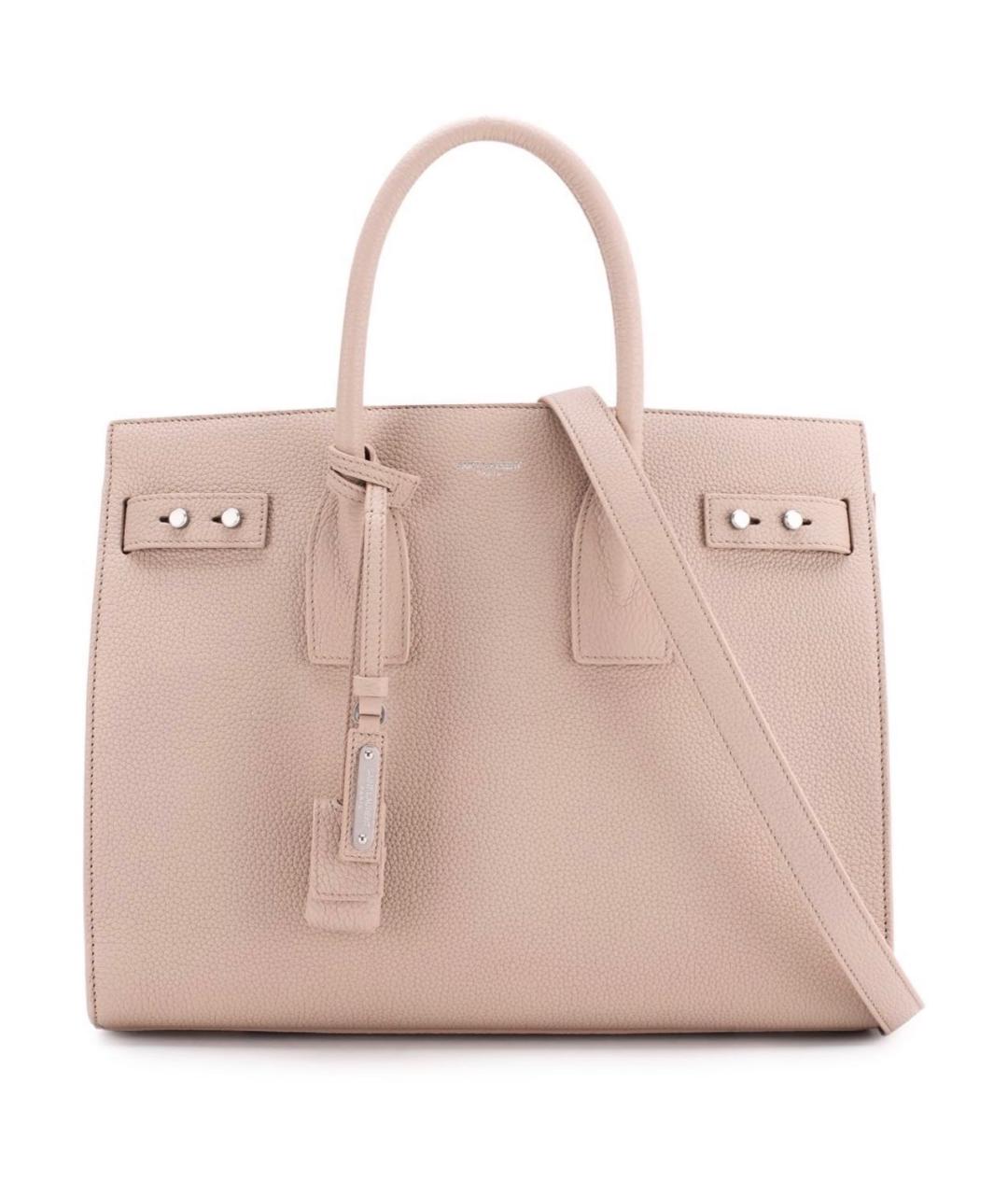 SAINT LAURENT Розовая кожаная сумка с короткими ручками, фото 8