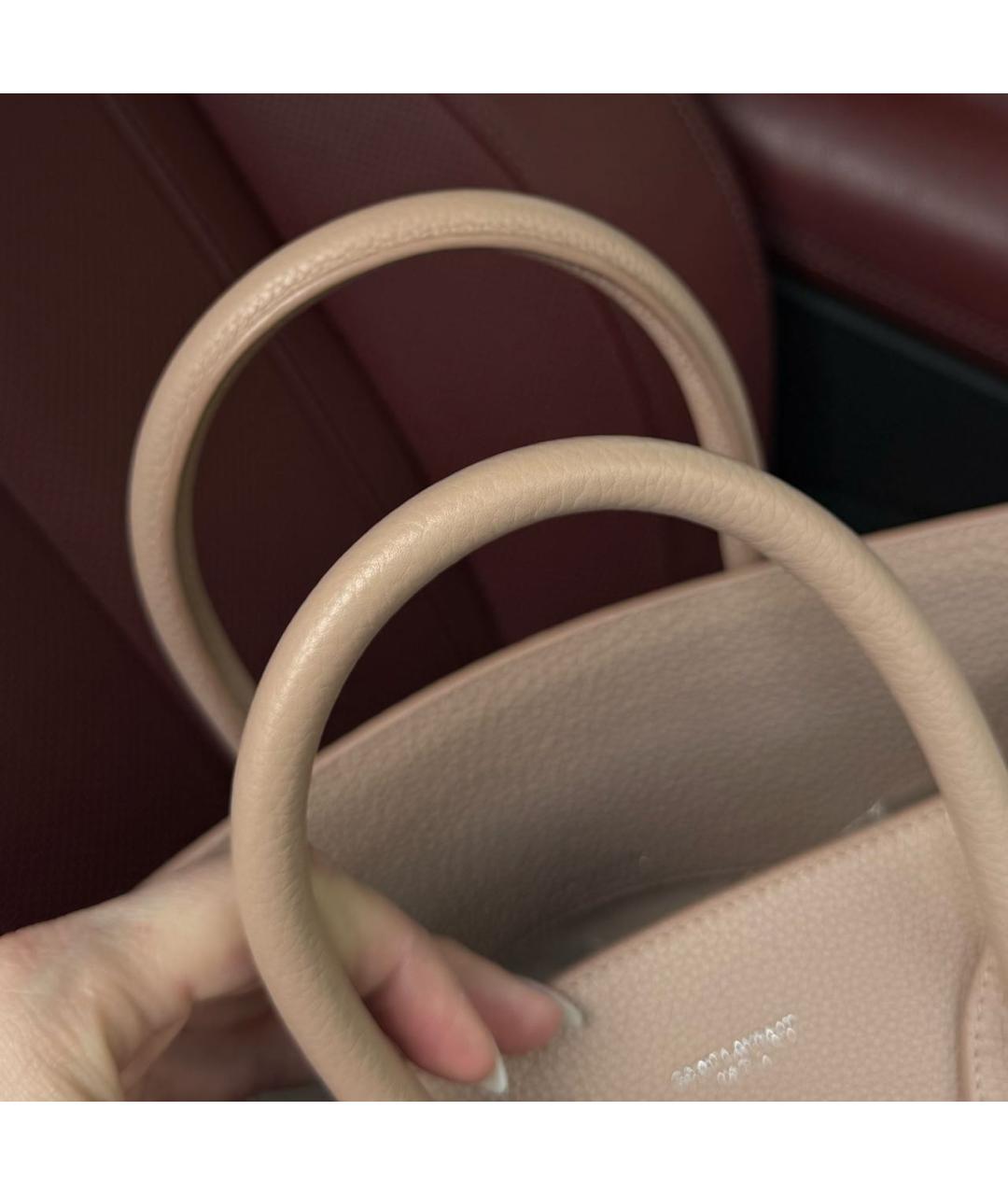 SAINT LAURENT Розовая кожаная сумка с короткими ручками, фото 7