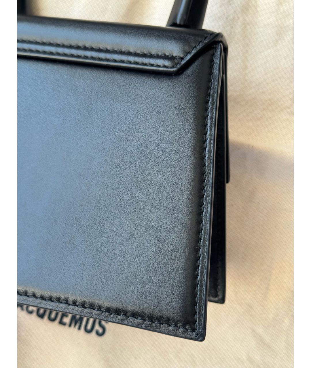 JACQUEMUS Черная кожаная сумка с короткими ручками, фото 6